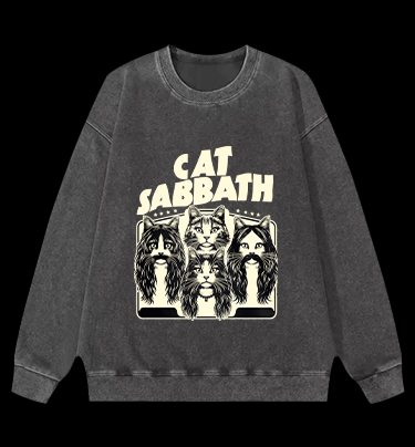Cat Sabbath Rockers Vintage Washed 100% Cotton Sweatshirt