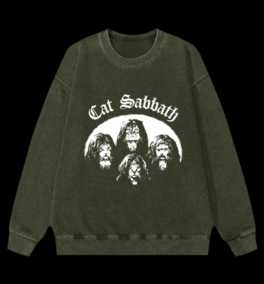 Cat Sabbath Vintage Washed 100% Cotton Sweatshirt