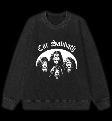 Cat Sabbath Vintage Washed 100% Cotton Sweatshirt