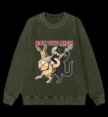 Rabbit & Cat Jam Vintage Washed 100% Cotton Sweatshirt