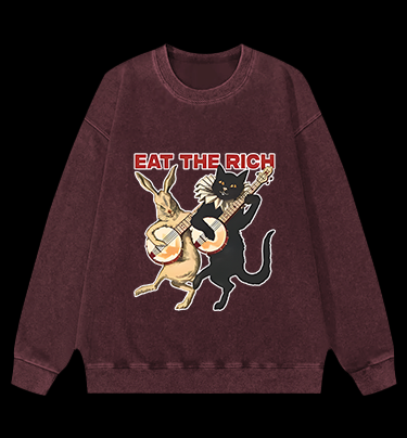 Rabbit & Cat Jam Vintage Washed 100% Cotton Sweatshirt