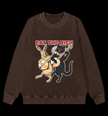 Rabbit & Cat Jam Vintage Washed 100% Cotton Sweatshirt