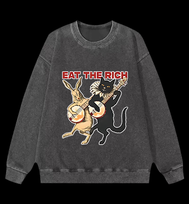 Rabbit & Cat Jam Vintage Washed 100% Cotton Sweatshirt