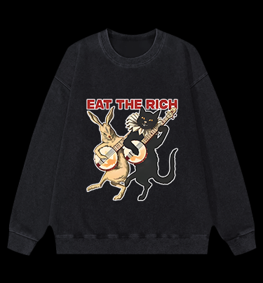Rabbit & Cat Jam Vintage Washed 100% Cotton Sweatshirt