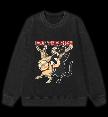 Rabbit & Cat Jam Vintage Washed 100% Cotton Sweatshirt