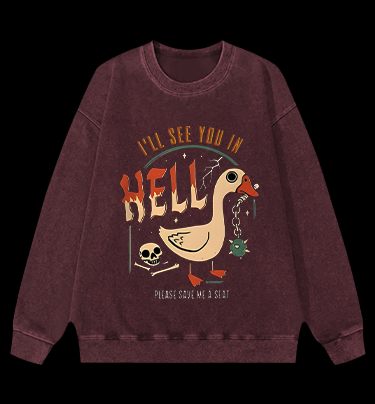 Hell - Bound Goose Vintage Washed 100% Cotton Sweatshirt