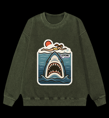 Shark: Beach Surprise Vintage Washed 100% Cotton Sweatshirt