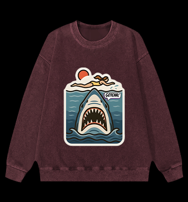 Shark: Beach Surprise Vintage Washed 100% Cotton Sweatshirt