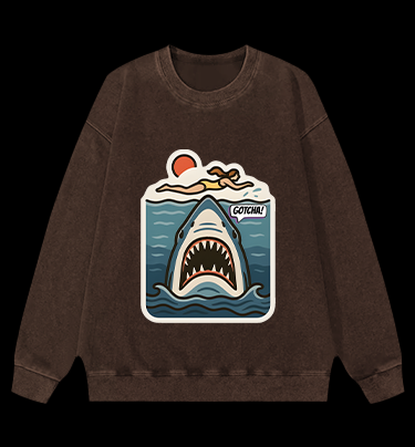 Shark: Beach Surprise Vintage Washed 100% Cotton Sweatshirt
