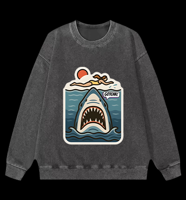 Shark: Beach Surprise Vintage Washed 100% Cotton Sweatshirt