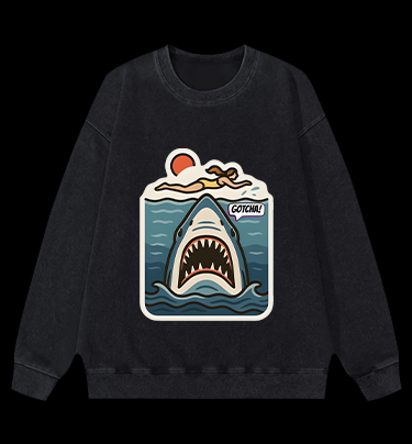 Shark: Beach Surprise Vintage Washed 100% Cotton Sweatshirt