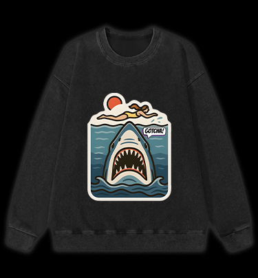 Shark: Beach Surprise Vintage Washed 100% Cotton Sweatshirt