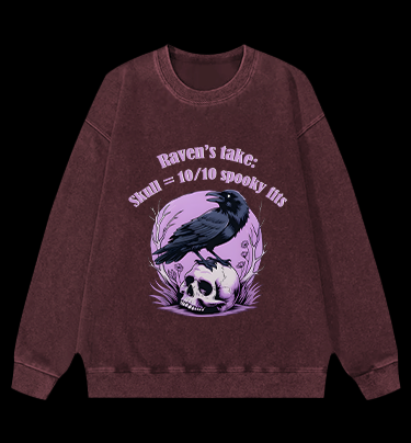 Raven's Skull Fashion Vintage Washed 100% Cotton Sweatshirt