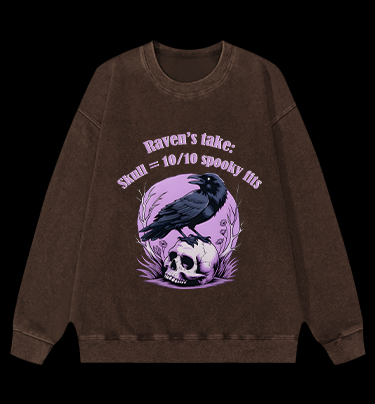Raven's Skull Fashion Vintage Washed 100% Cotton Sweatshirt