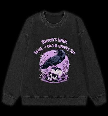 Raven's Skull Fashion Vintage Washed 100% Cotton Sweatshirt