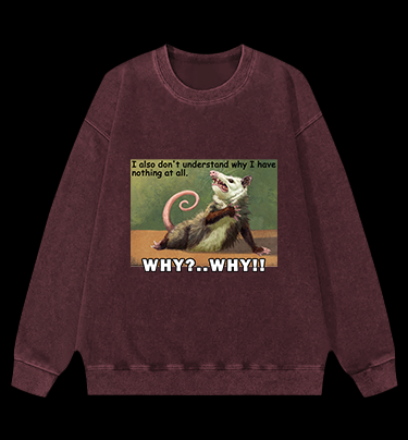 Confused Mouse Cry Vintage Washed 100% Cotton Sweatshirt