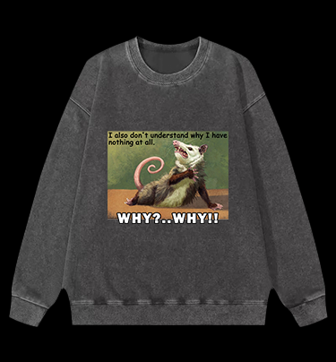Confused Mouse Cry Vintage Washed 100% Cotton Sweatshirt