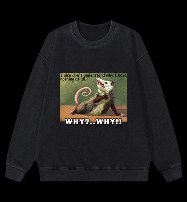 Confused Mouse Cry Vintage Washed 100% Cotton Sweatshirt