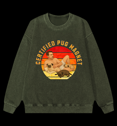 Dog Magnet Guy Vintage Washed 100% Cotton Sweatshirt