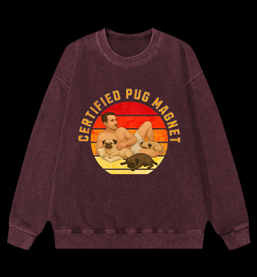 Dog Magnet Guy Vintage Washed 100% Cotton Sweatshirt