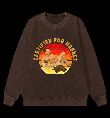 Dog Magnet Guy Vintage Washed 100% Cotton Sweatshirt