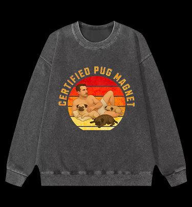 Dog Magnet Guy Vintage Washed 100% Cotton Sweatshirt