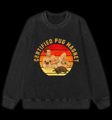Dog Magnet Guy Vintage Washed 100% Cotton Sweatshirt
