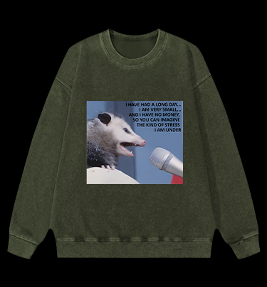 Small Mouse, Big Stress Vintage Washed 100% Cotton Sweatshirt