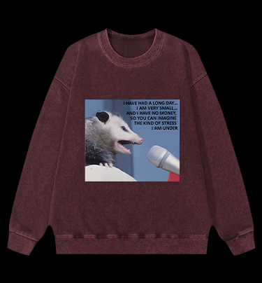 Small Mouse, Big Stress Vintage Washed 100% Cotton Sweatshirt