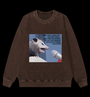 Small Mouse, Big Stress Vintage Washed 100% Cotton Sweatshirt