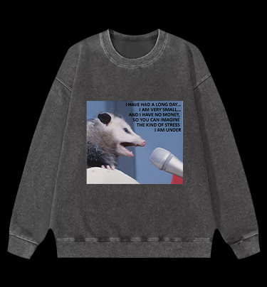 Small Mouse, Big Stress Vintage Washed 100% Cotton Sweatshirt