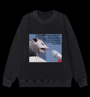 Small Mouse, Big Stress Vintage Washed 100% Cotton Sweatshirt