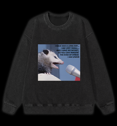 Small Mouse, Big Stress Vintage Washed 100% Cotton Sweatshirt