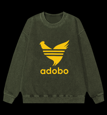 Adobo's Rooster Logo Vintage Washed 100% Cotton Sweatshirt