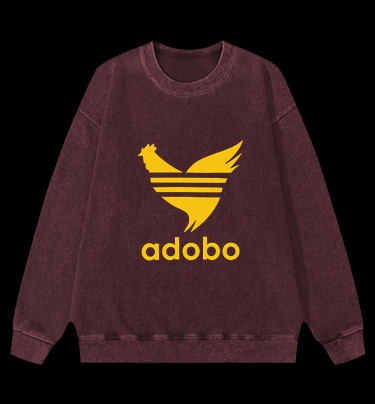Adobo's Rooster Logo Vintage Washed 100% Cotton Sweatshirt