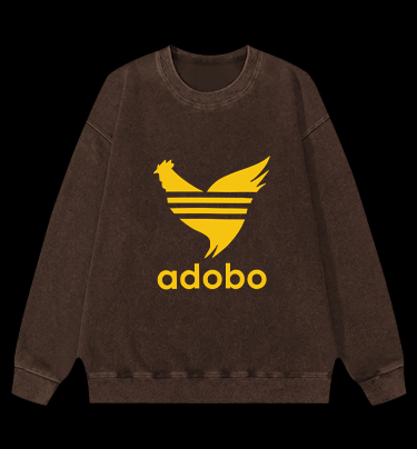 Adobo's Rooster Logo Vintage Washed 100% Cotton Sweatshirt