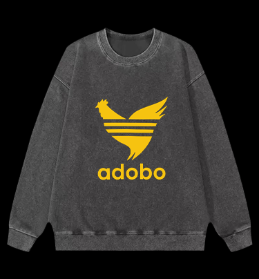 Adobo's Rooster Logo Vintage Washed 100% Cotton Sweatshirt