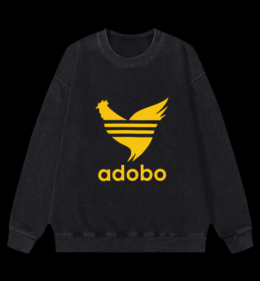 Adobo's Rooster Logo Vintage Washed 100% Cotton Sweatshirt
