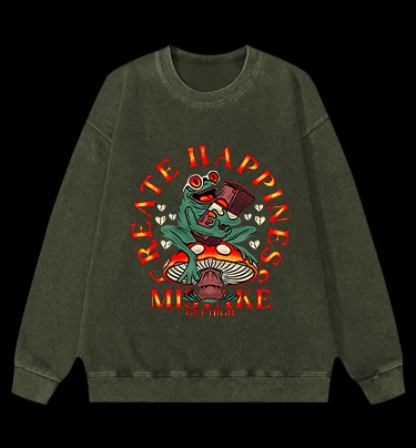 Frog's Happy Mistake Vintage Washed 100% Cotton Sweatshirt