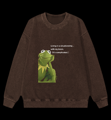Contemplative Frog Vintage Washed 100% Cotton Sweatshirt