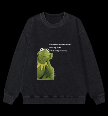 Contemplative Frog Vintage Washed 100% Cotton Sweatshirt