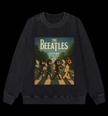 Bee - Themed Beatles Vintage Washed 100% Cotton Sweatshirt