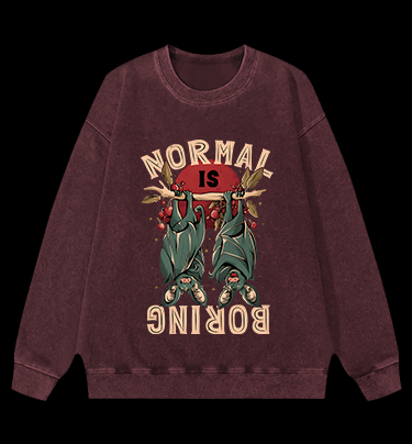 Bats: Normal Is Boring Vintage Washed 100% Cotton Sweatshirt