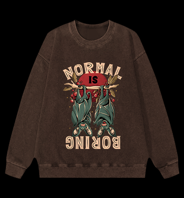 Bats: Normal Is Boring Vintage Washed 100% Cotton Sweatshirt