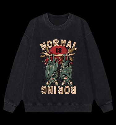 Bats: Normal Is Boring Vintage Washed 100% Cotton Sweatshirt