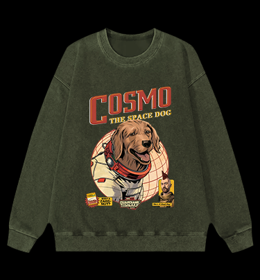 Cosmo: Space Pup Vintage Washed 100% Cotton Sweatshirt