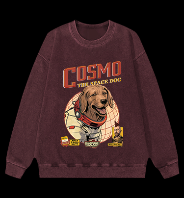Cosmo: Space Pup Vintage Washed 100% Cotton Sweatshirt