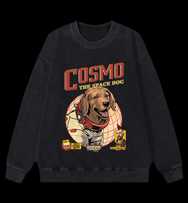 Cosmo: Space Pup Vintage Washed 100% Cotton Sweatshirt