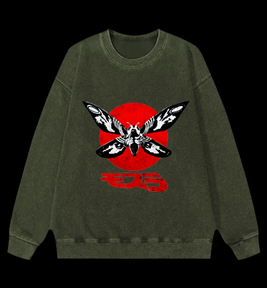 Mothra's Red Sun Vintage Washed 100% Cotton Sweatshirt