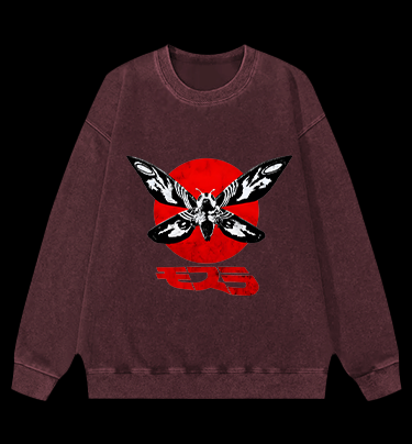 Mothra's Red Sun Vintage Washed 100% Cotton Sweatshirt